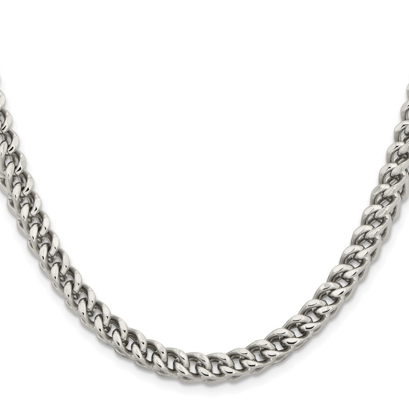 Stainless Steel Chisel Polished 6.75mm Franco Chain Necklace