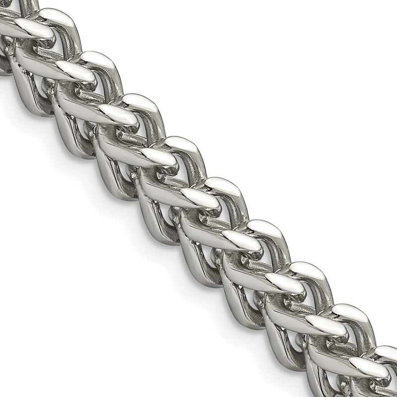 Stainless Steel Chisel Polished 6.75mm Franco Chain Necklace