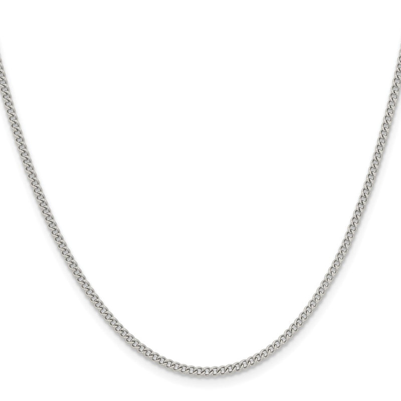Stainless Steel Chisel Polished 2.25mm 24 Inch Round Curb Chain Necklace