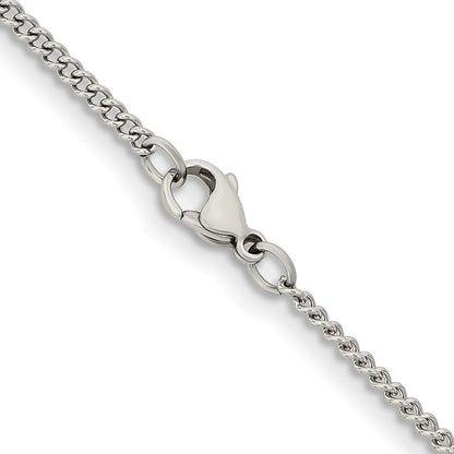 Stainless Steel Chisel Polished 2.25mm Round Curb Chain Necklace