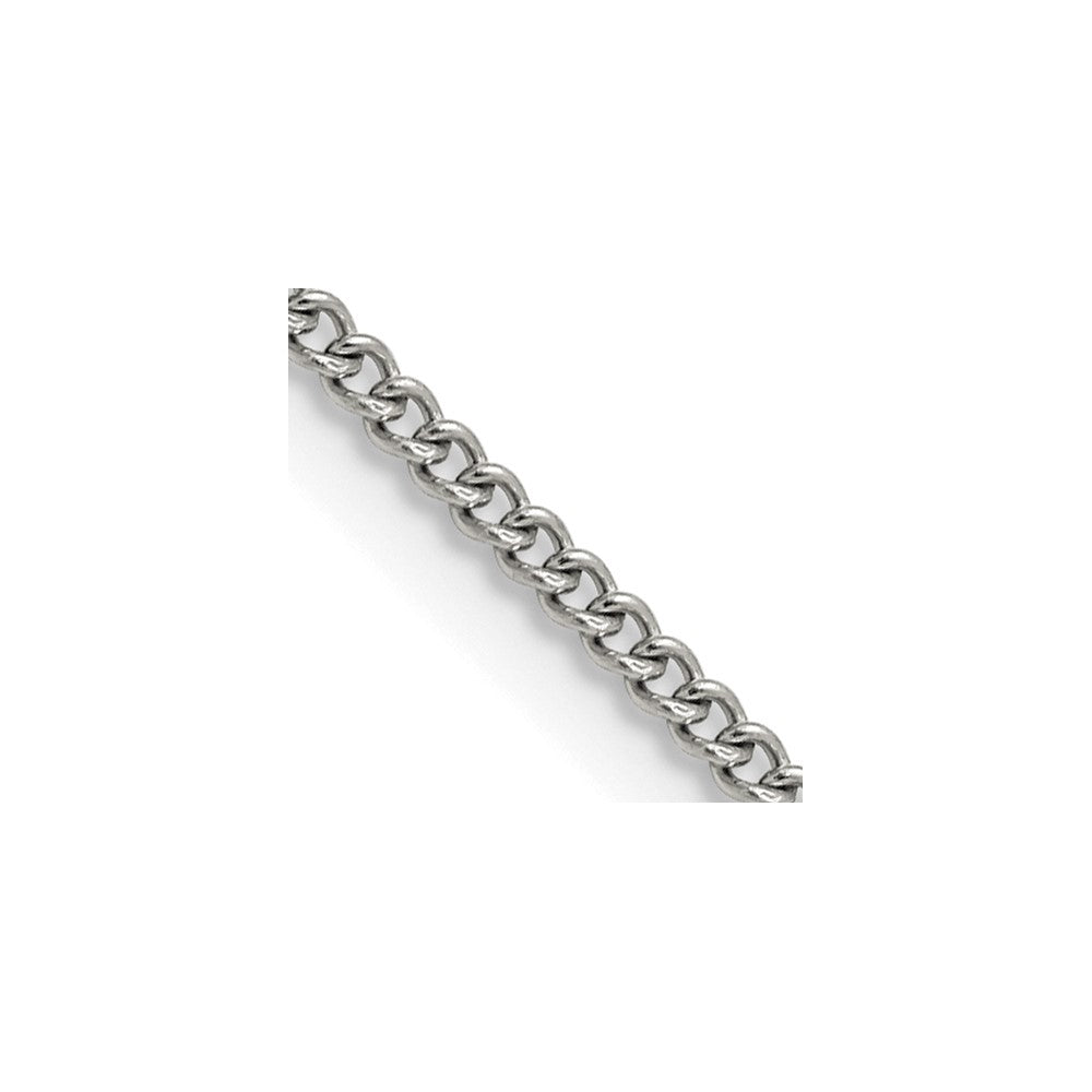 Stainless Steel Chisel Polished 2.25mm Round Curb Chain Necklace