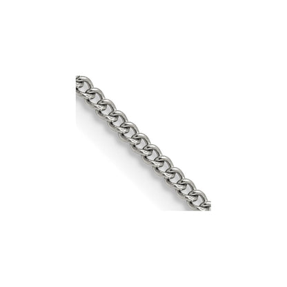 Stainless Steel Chisel Polished 2.25mm Round Curb Chain Necklace