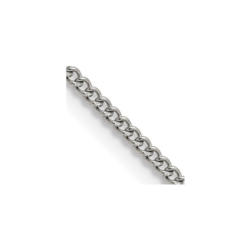 Stainless Steel Chisel Polished 2.25mm 18 Inch Round Curb Chain Necklace