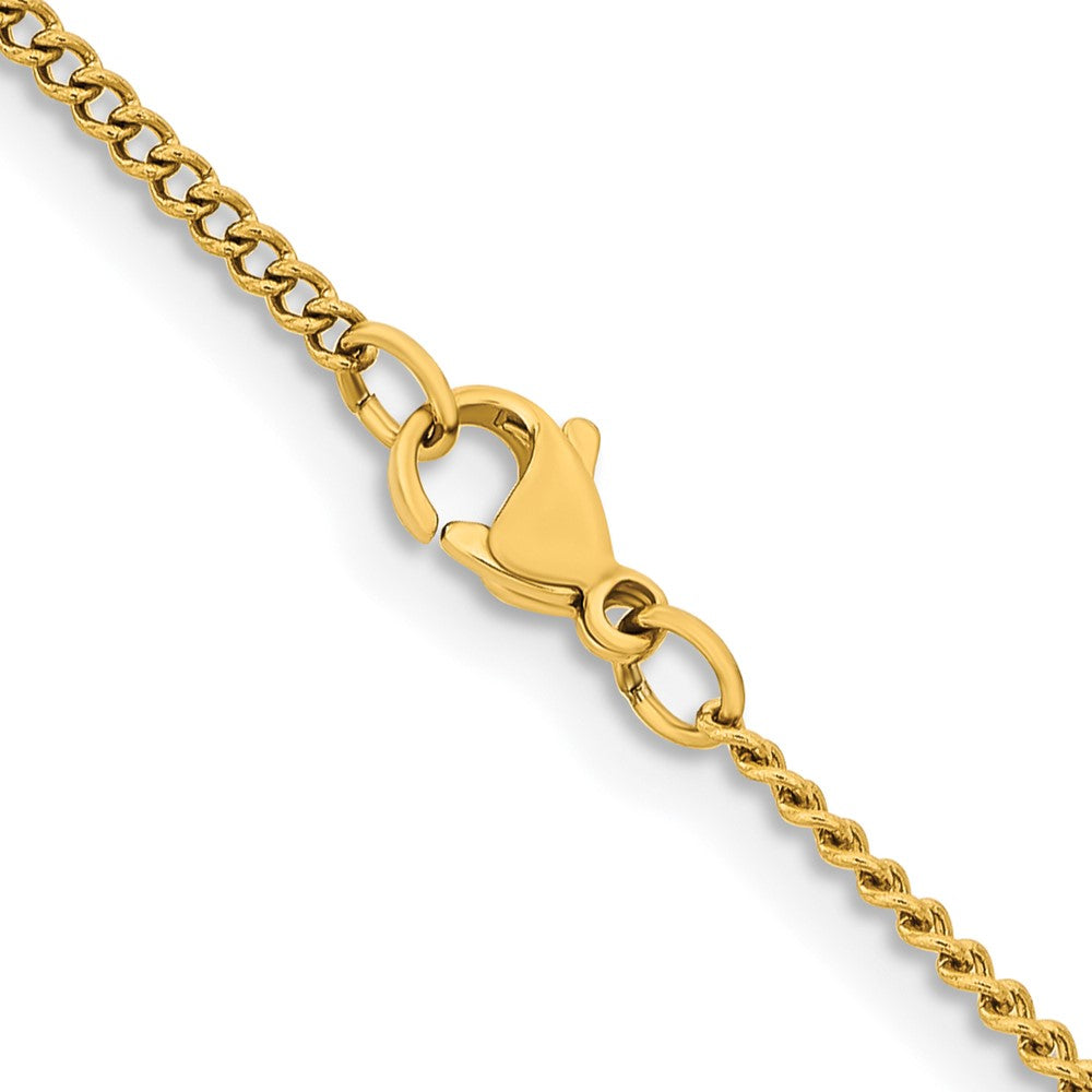 Stainless Steel Chisel Polished Yellow Ip-Plated 2.25mm 24 Inch Round Curb Chain Necklace
