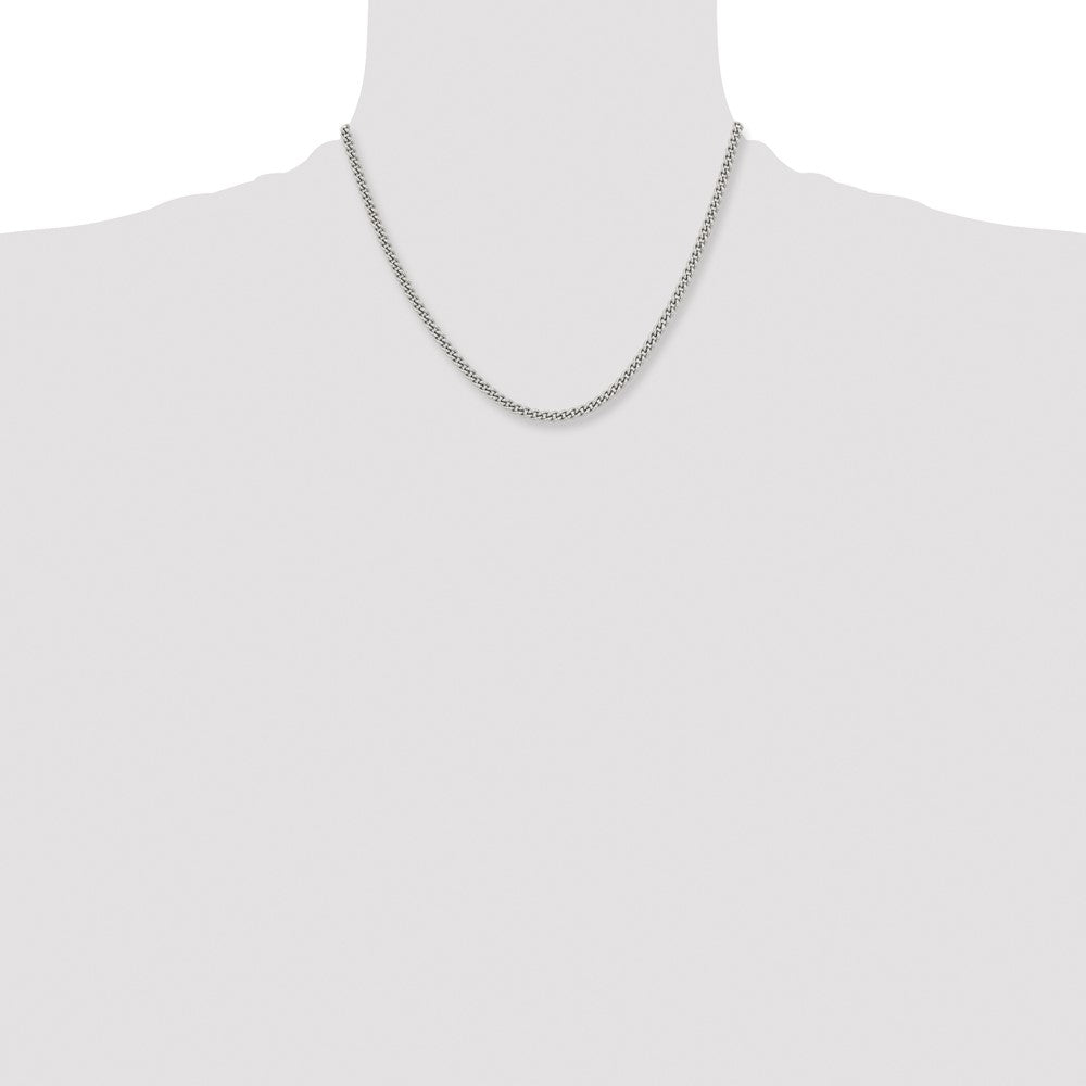 Stainless Steel Chisel Polished 4mm Round Curb Chain Necklace
