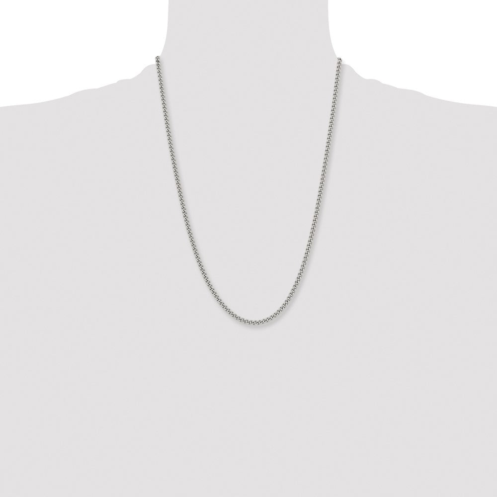 Stainless Steel Chisel Polished 4mm 24 Inch Round Curb Chain Necklace