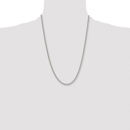 Stainless Steel Chisel Polished 4mm 24 Inch Round Curb Chain Necklace