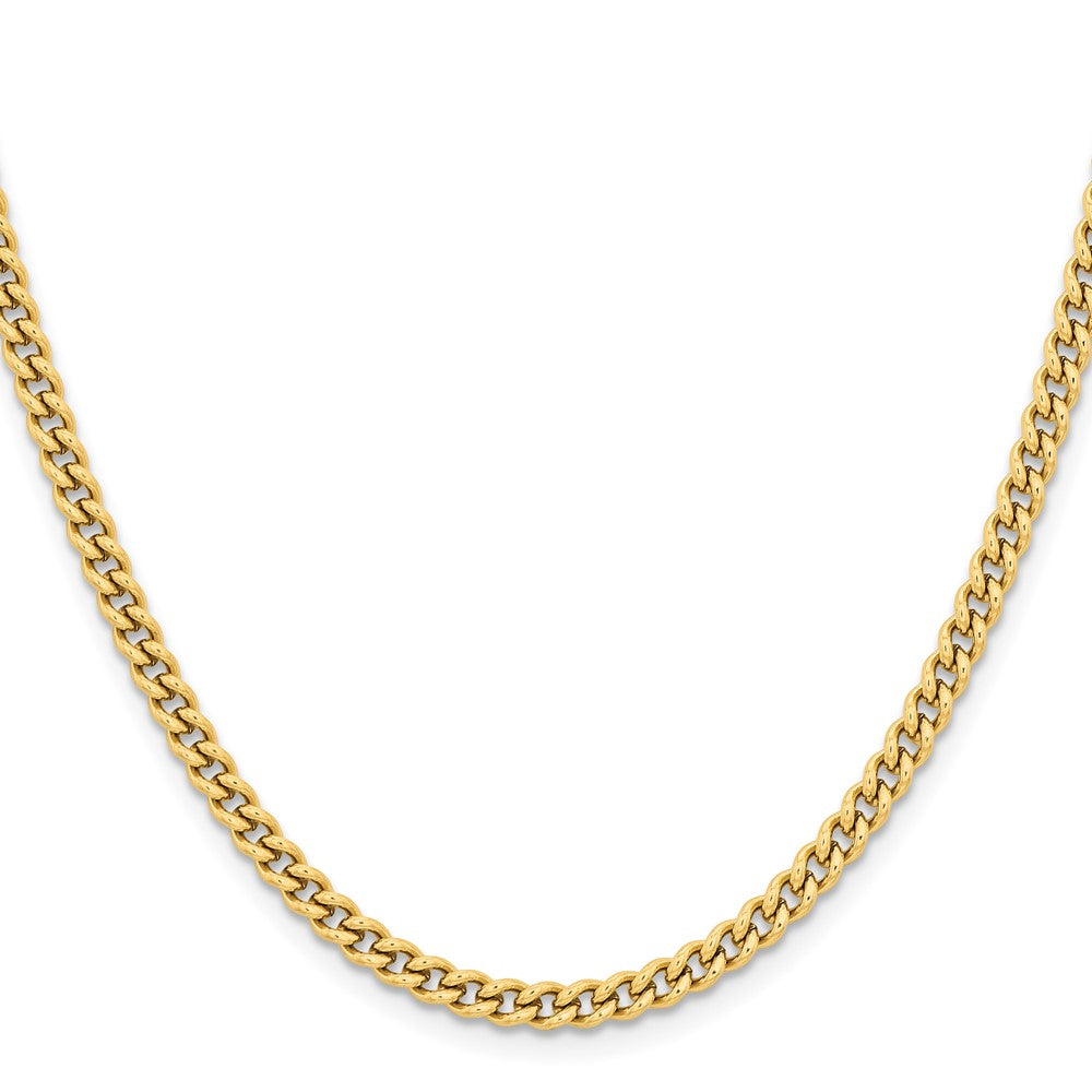 Stainless Steel Chisel Polished Yellow Ip-Plated 4mm 22 Inch Round Curb Chain Necklace