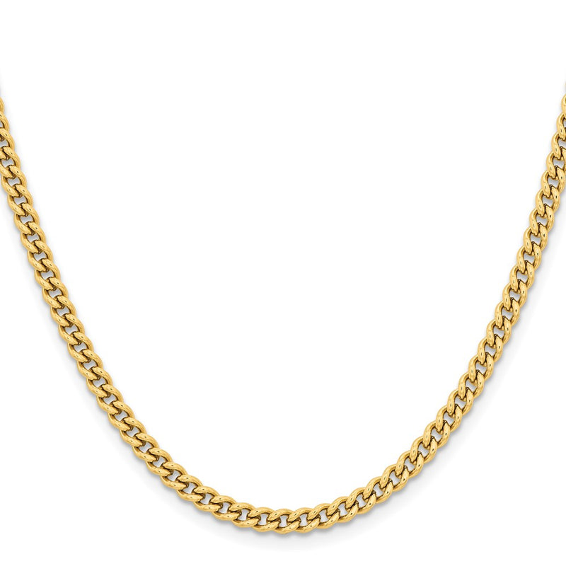 Stainless Steel Chisel Polished Yellow Ip-Plated 4mm 30 Inch Round Curb Chain Necklace