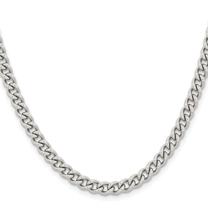 Stainless Steel Chisel Polished 5.3mm 20 Inch Round Curb Chain Necklace
