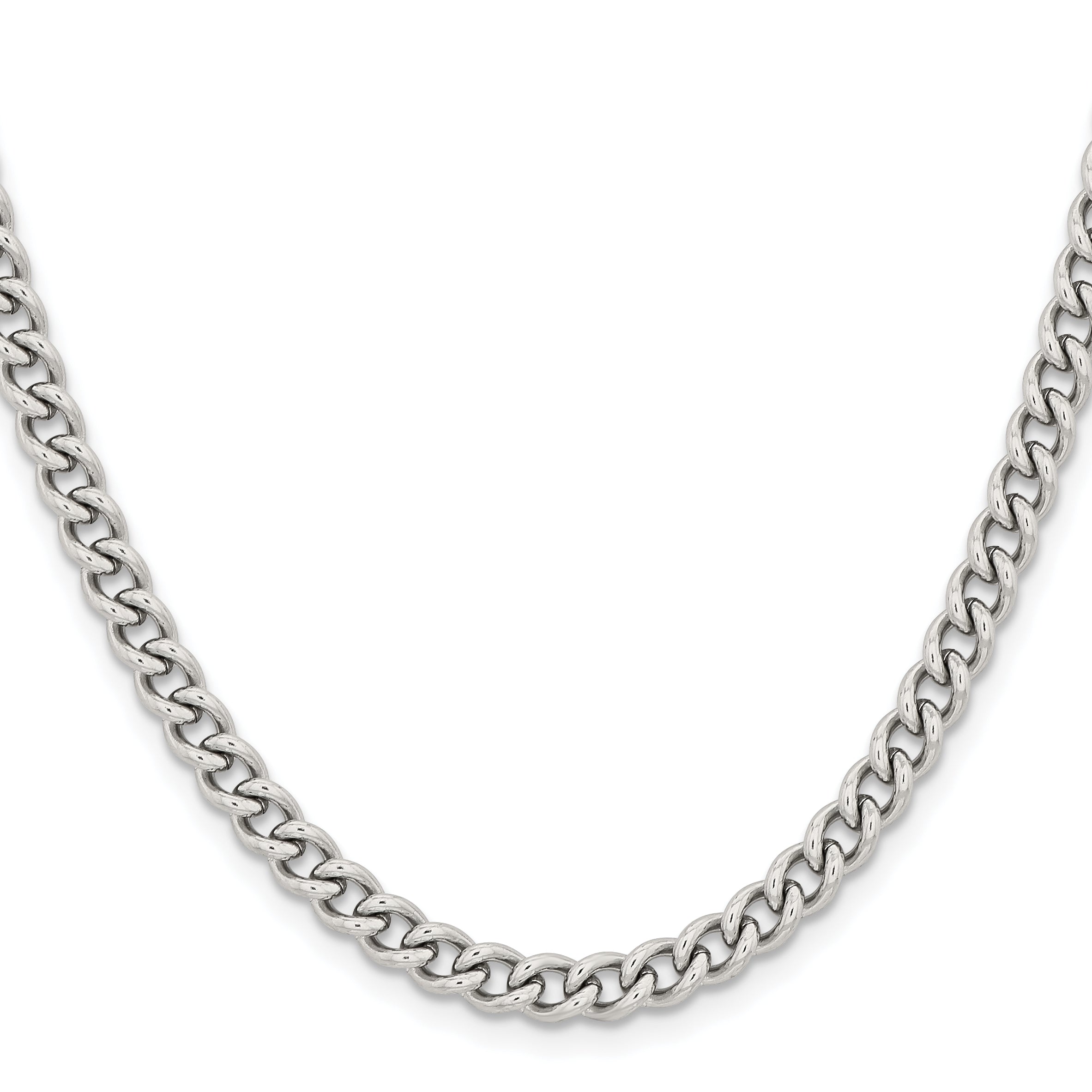 Stainless Steel Chisel Polished 5.3mm 30 Inch Round Curb Chain