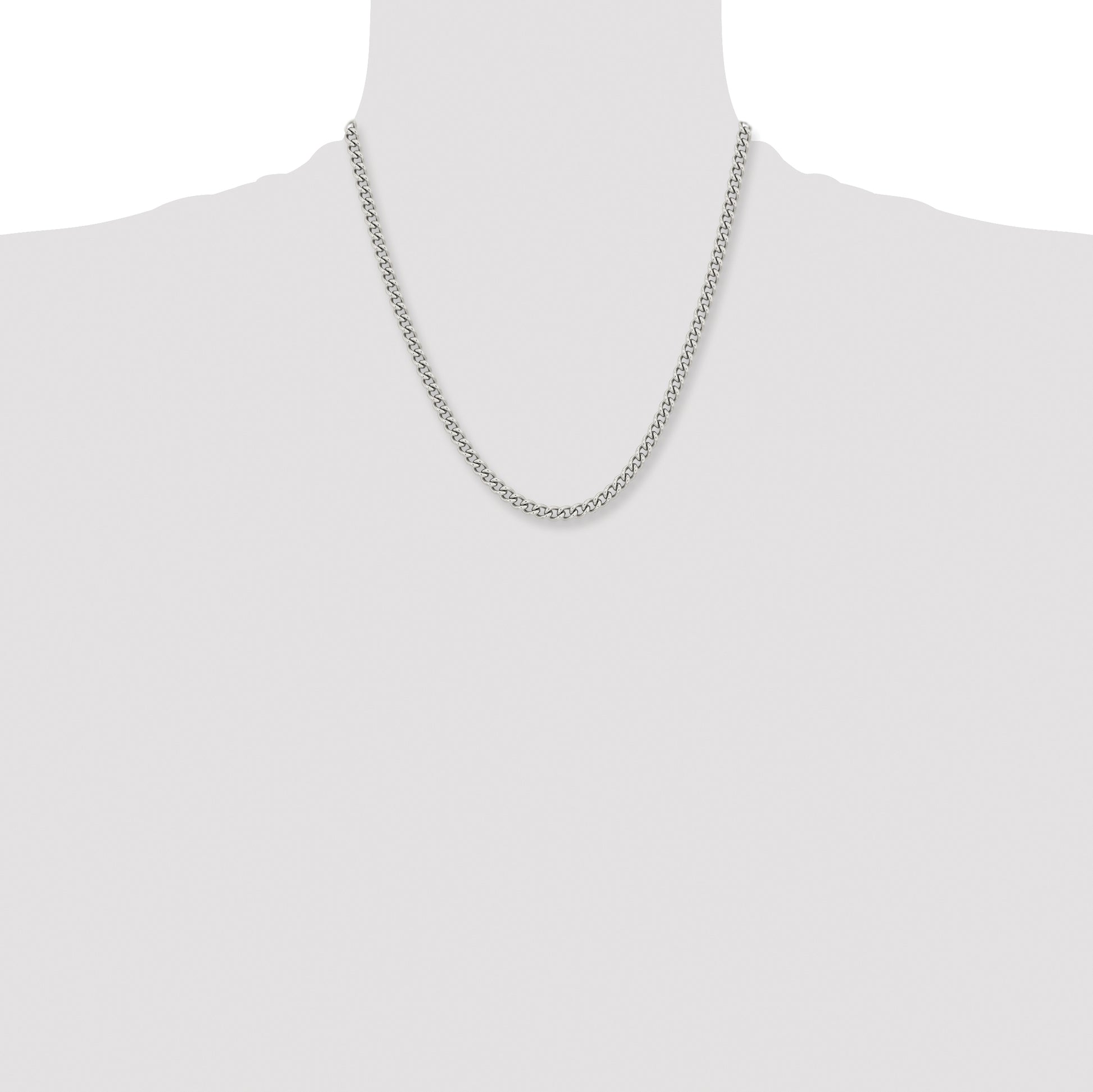 Stainless Steel Chisel Polished 5.3mm 20 Inch Round Curb Chain Necklace