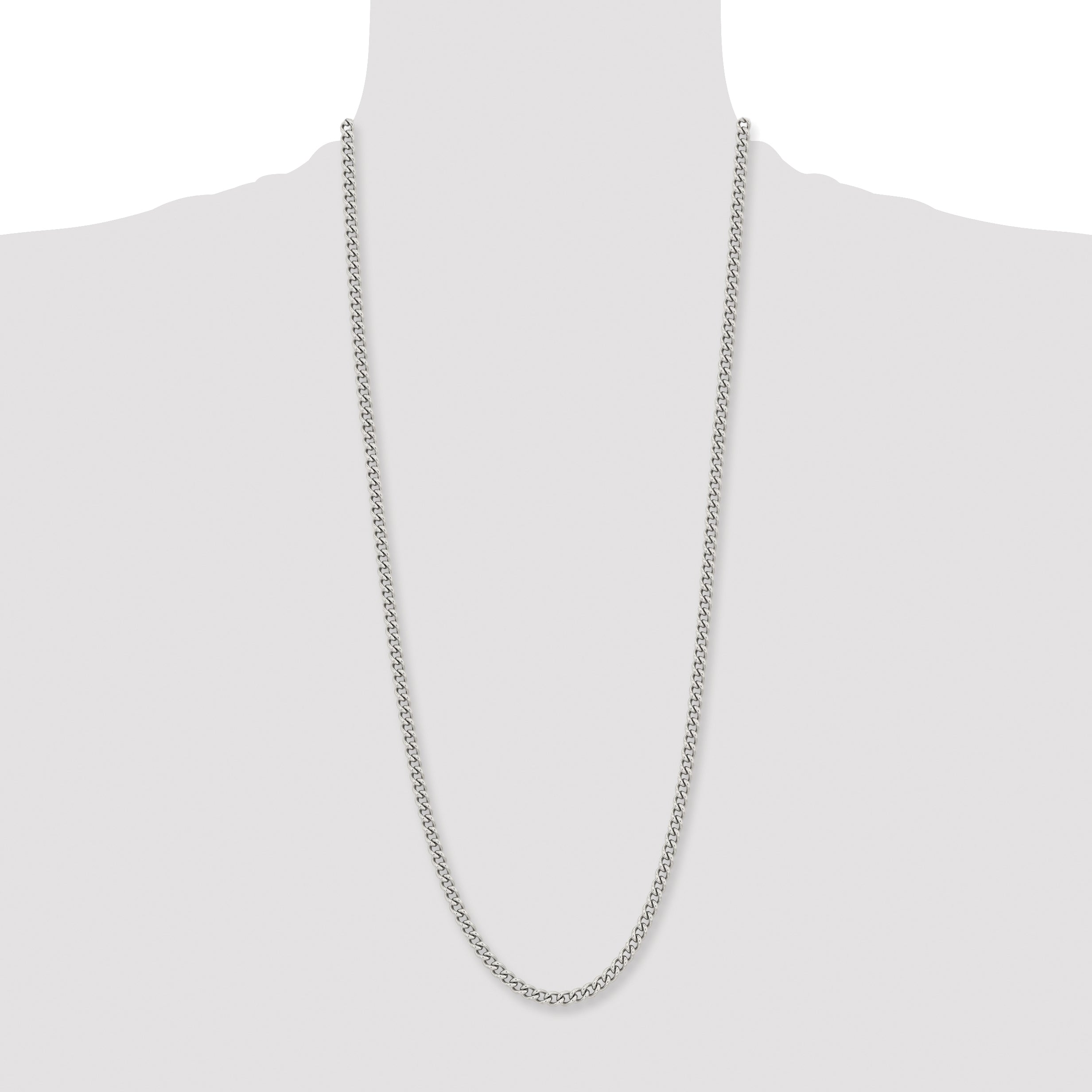 Stainless Steel Chisel Polished 5.3mm 30 Inch Round Curb Chain
