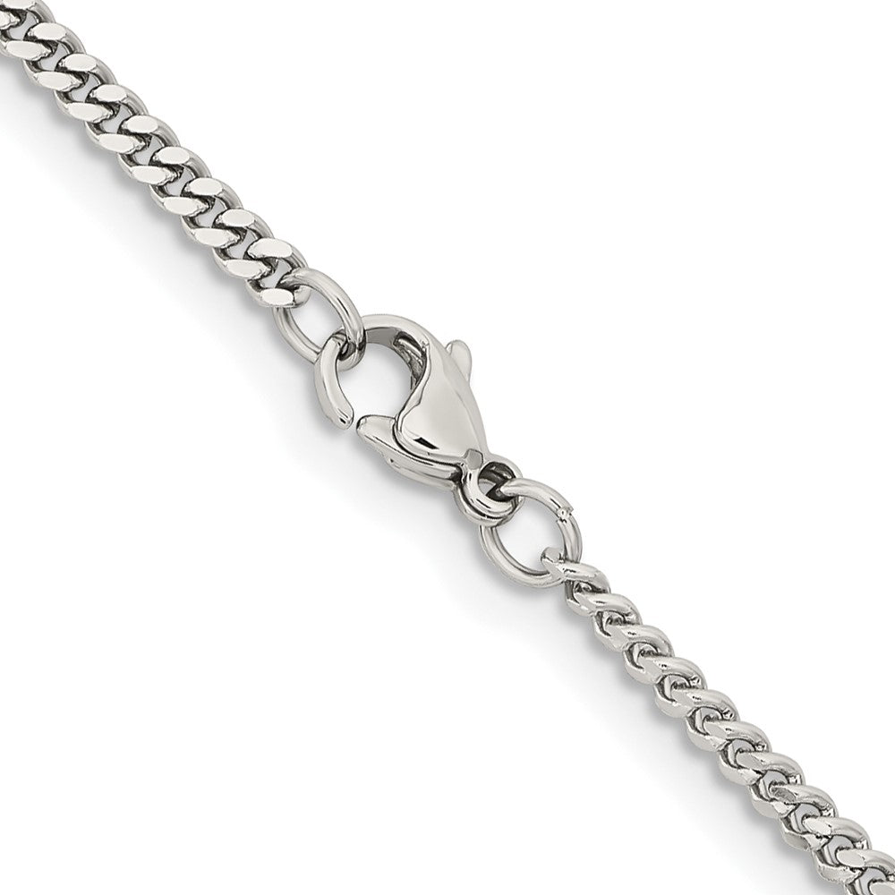 Stainless Steel Chisel Polished 3mm 22 Inch Curb Chain Necklace