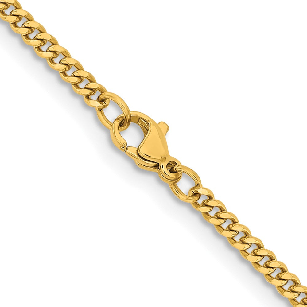 Stainless Steel Chisel Polished Yellow Ip-Plated 3mm 30 Inch Curb Chain Necklace