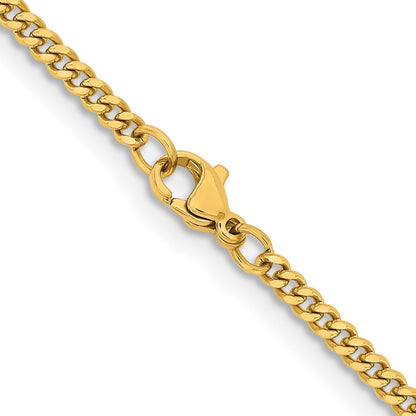Stainless Steel Chisel Polished Yellow Ip-Plated 3mm 30 Inch Curb Chain Necklace