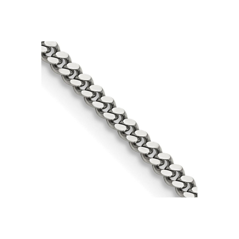 Stainless Steel Chisel Polished 3mm 30 Inch Curb Chain Necklace