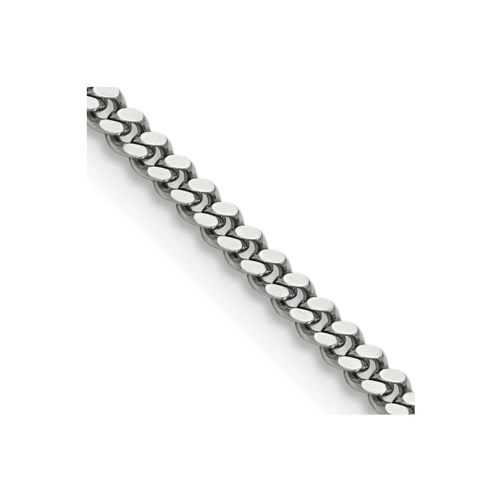 Stainless Steel Chisel Polished 3mm 22 Inch Curb Chain Necklace
