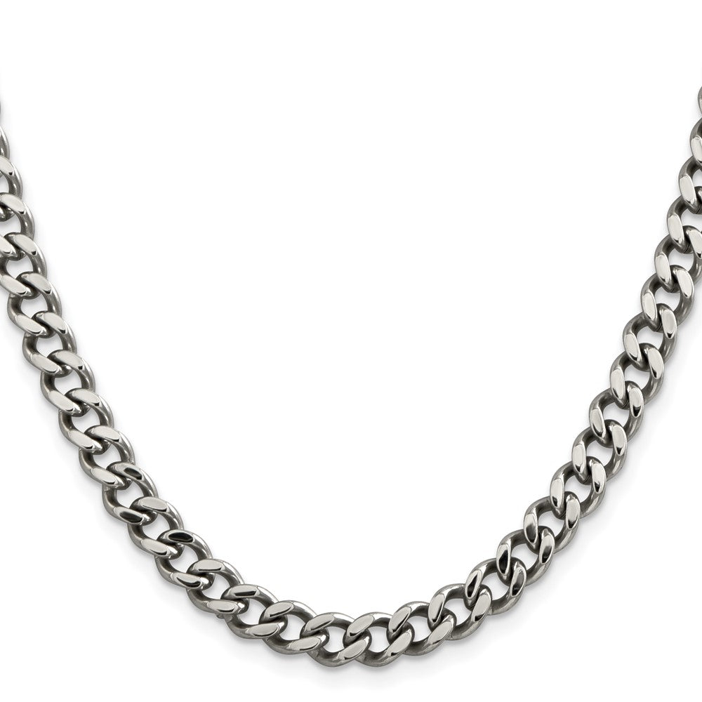 Stainless Steel Chisel Polished 6.75mm 20 Inch Curb Chain Necklace