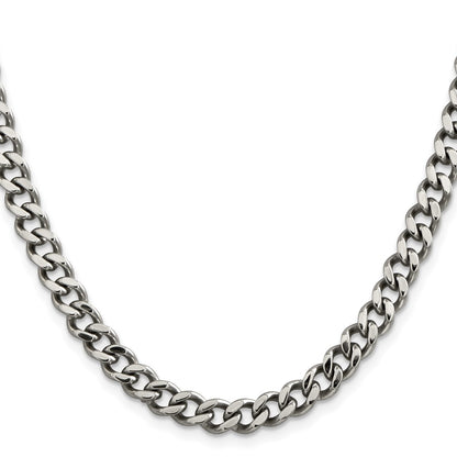 Stainless Steel Chisel Polished 6.75mm 20 Inch Curb Chain Necklace