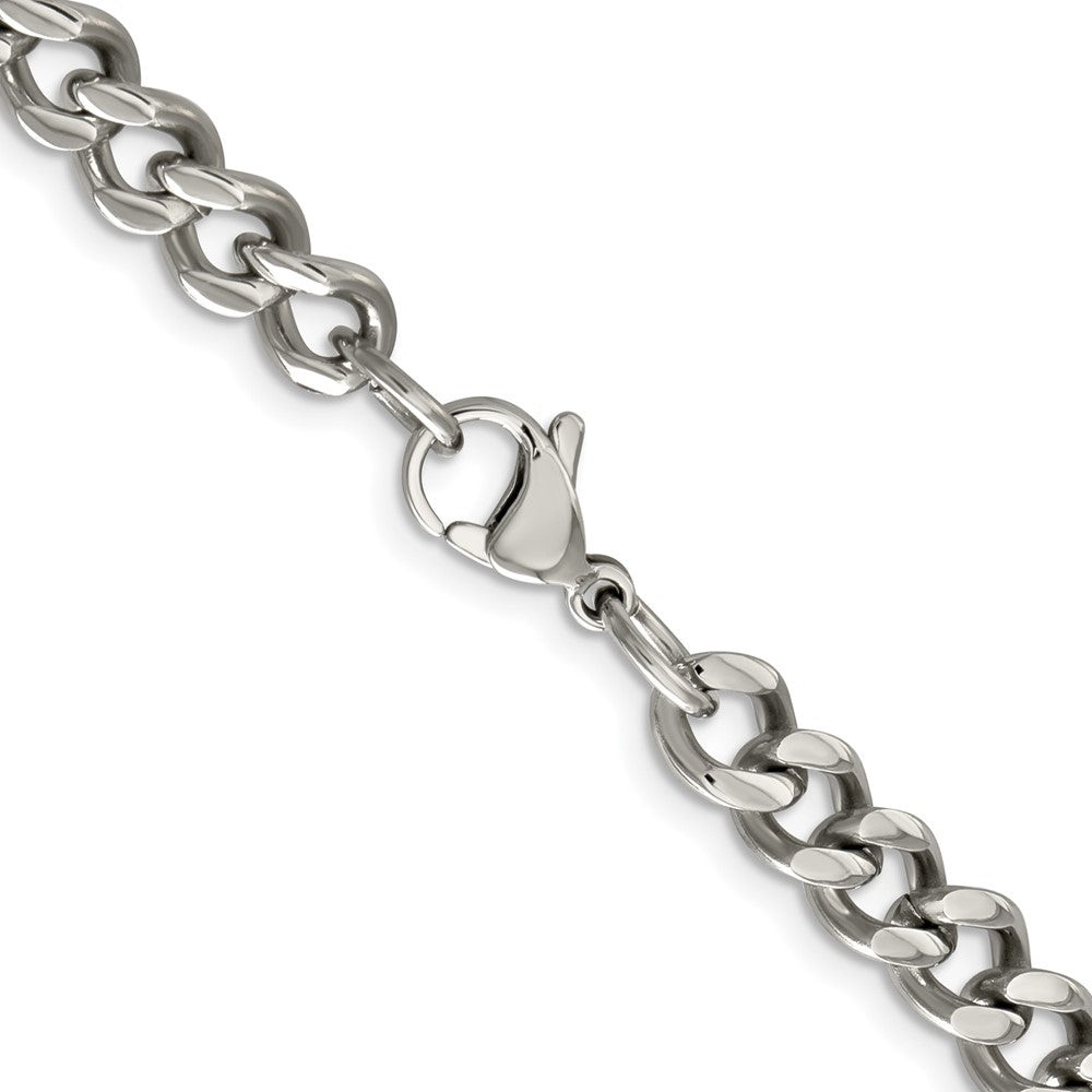 Stainless Steel Chisel Polished 6.75mm 20 Inch Curb Chain Necklace
