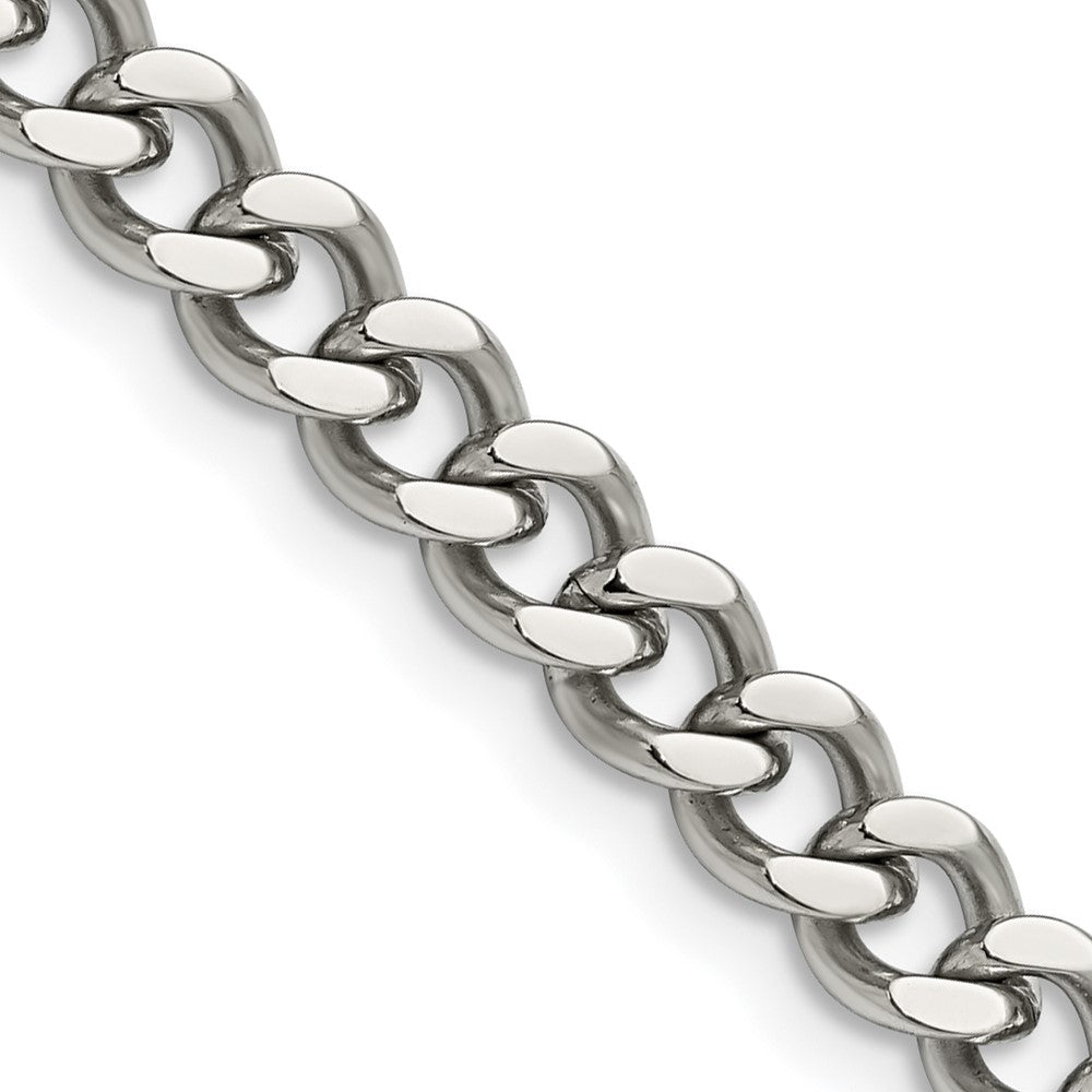 Stainless Steel Chisel Polished 6.75mm 20 Inch Curb Chain Necklace