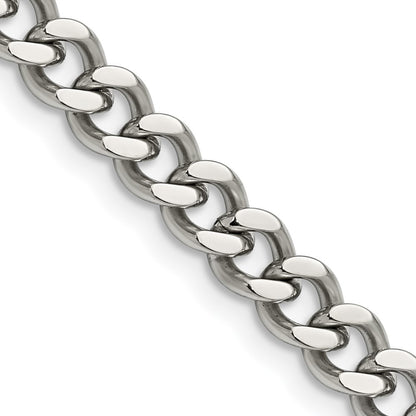 Stainless Steel Chisel Polished 6.75mm 20 Inch Curb Chain Necklace