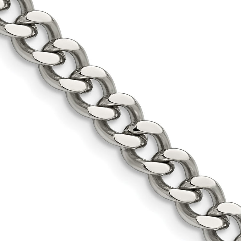 Stainless Steel Chisel Polished 6.75mm 20 Inch Curb Chain Necklace