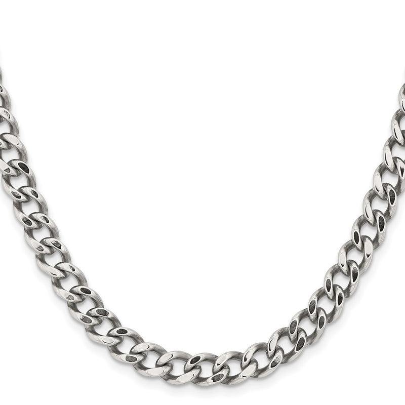 Stainless Steel Chisel Polished 7.5mm 20 Inch Curb Chain Necklace