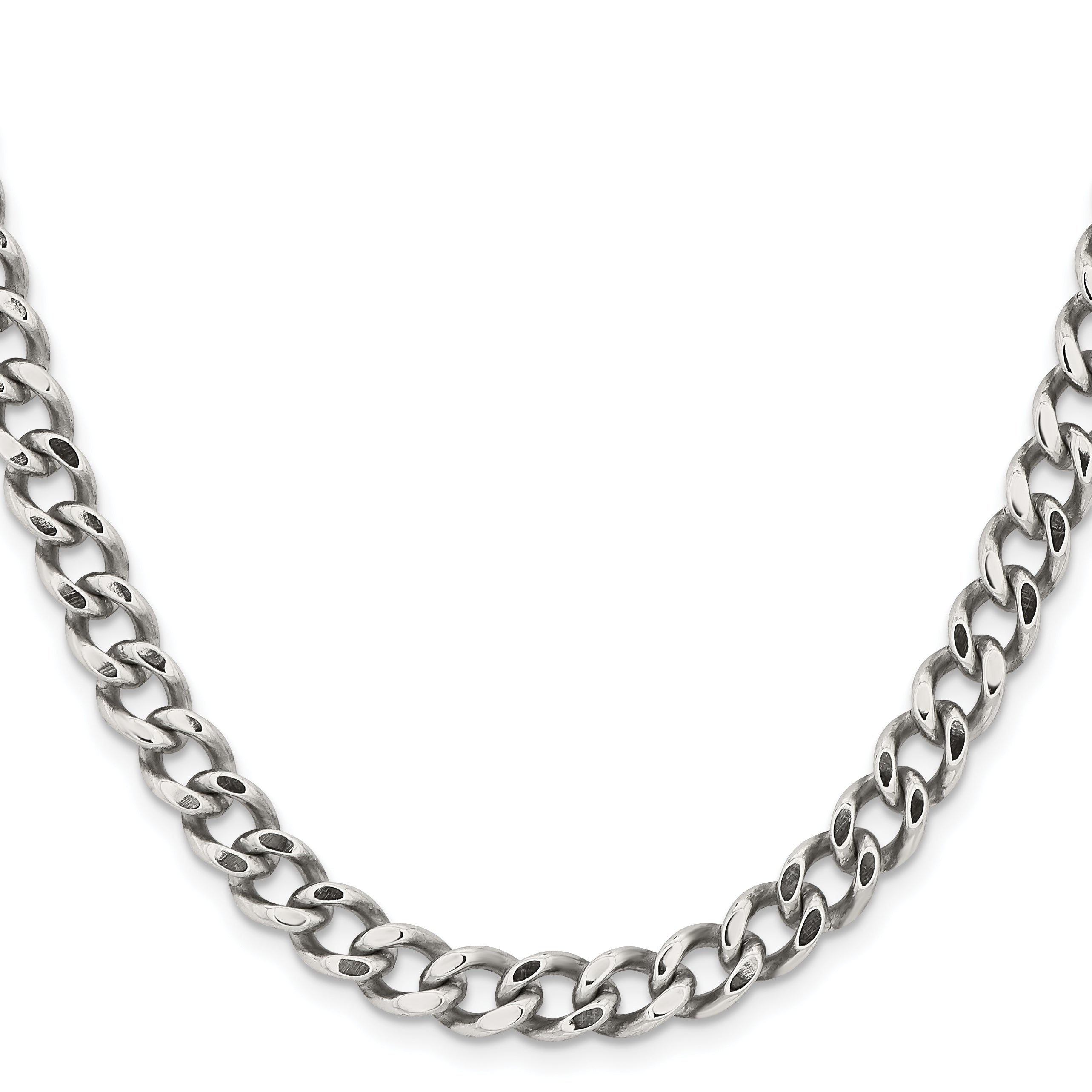 Stainless Steel Chisel Polished 7.5mm 24 Inch Curb Chain