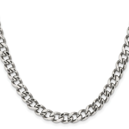 Stainless Steel Chisel Polished 7.5mm 24 Inch Curb Chain