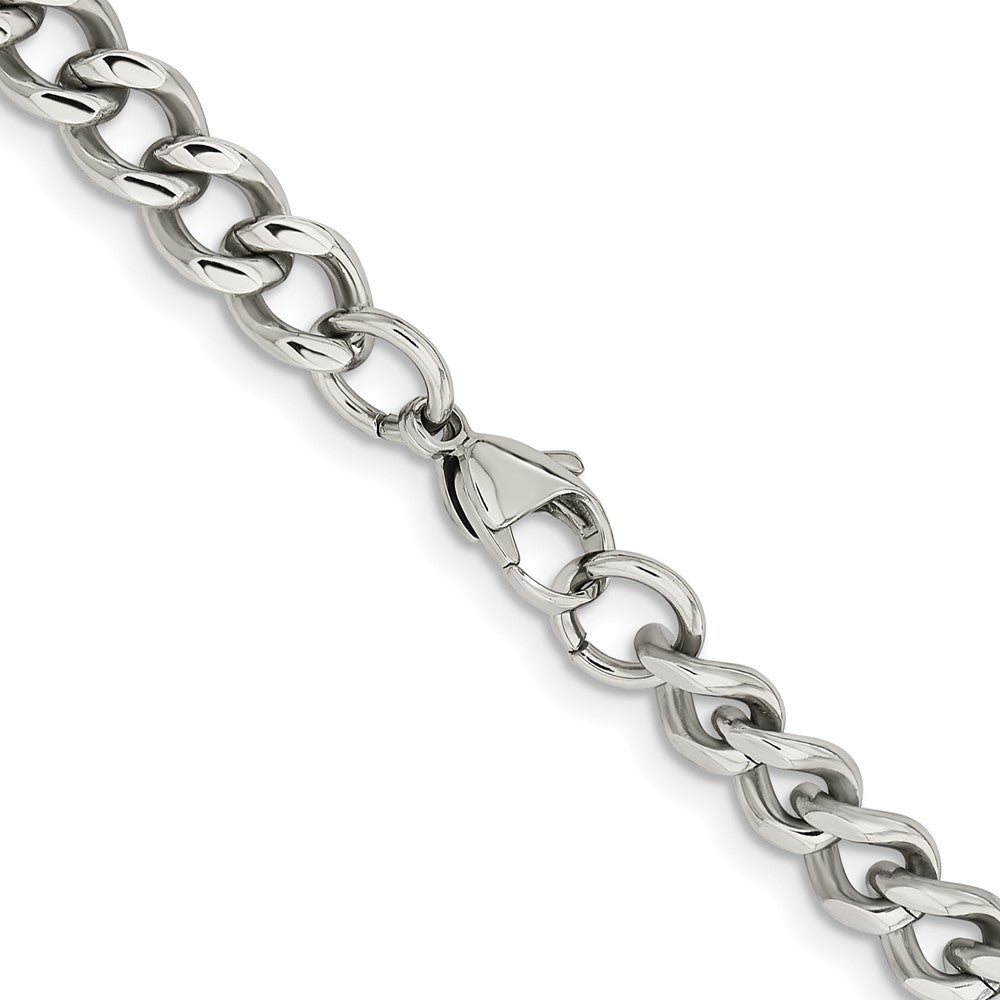 Stainless Steel Chisel Polished 7.5mm 20 Inch Curb Chain Necklace