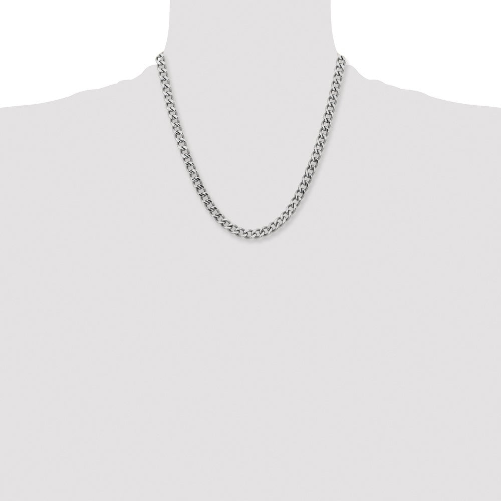 Stainless Steel Chisel Polished 7.5mm 20 Inch Curb Chain Necklace