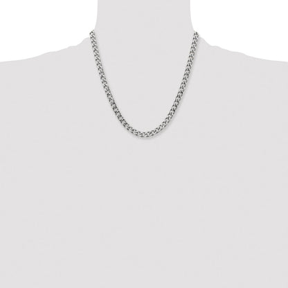 Stainless Steel Chisel Polished 7.5mm 20 Inch Curb Chain Necklace