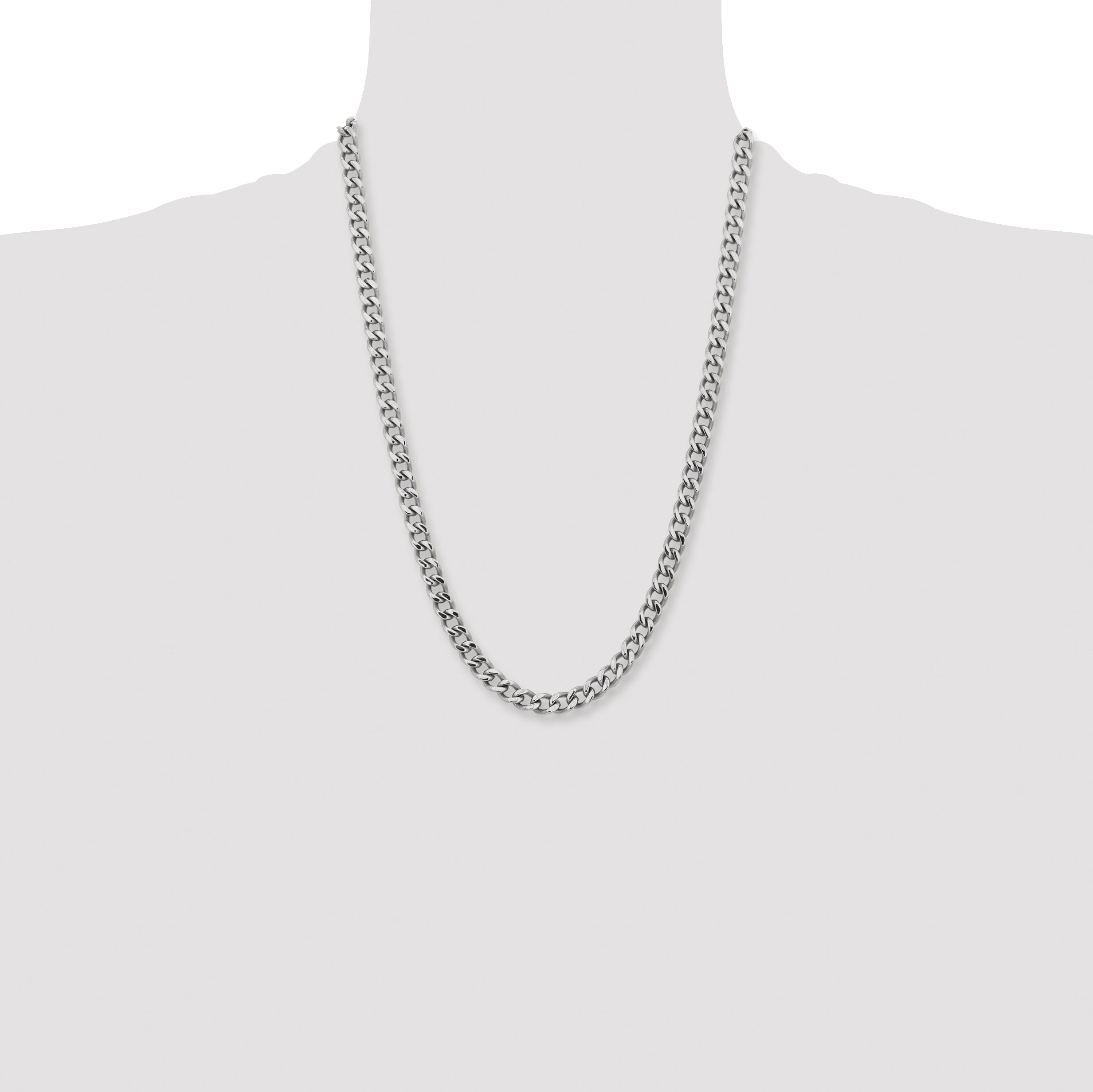 Stainless Steel Chisel Polished 7.5mm 24 Inch Curb Chain