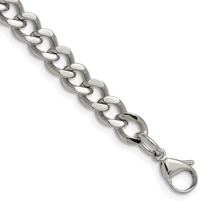 Stainless Steel Chisel Polished 7.5mm Curb Chain Bracelet