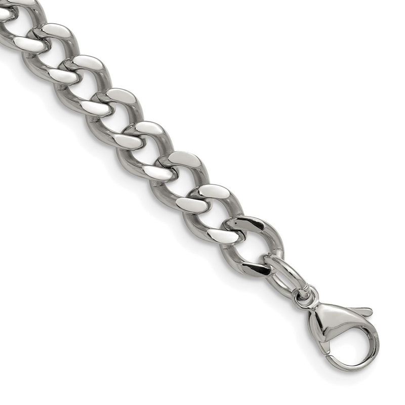 Stainless Steel Chisel Polished 7.5mm Curb Chain Bracelet