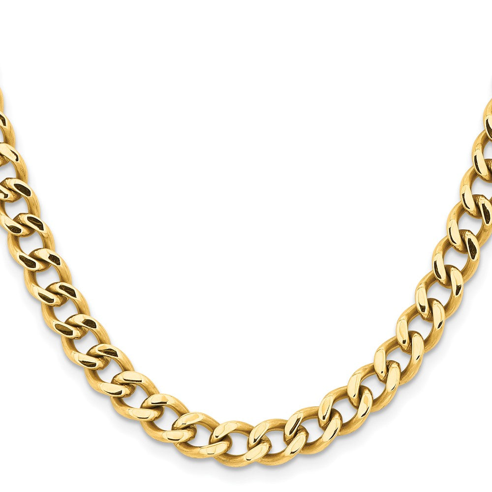 Stainless Steel Chisel Polished Yellow Ip-Plated 7.5mm 22 Inch Curb Chain Necklace