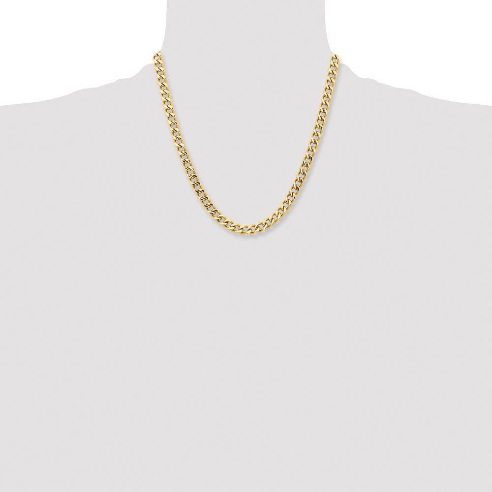 Stainless Steel Chisel Polished Yellow Ip-Plated 7.5mm Curb Chain Necklace