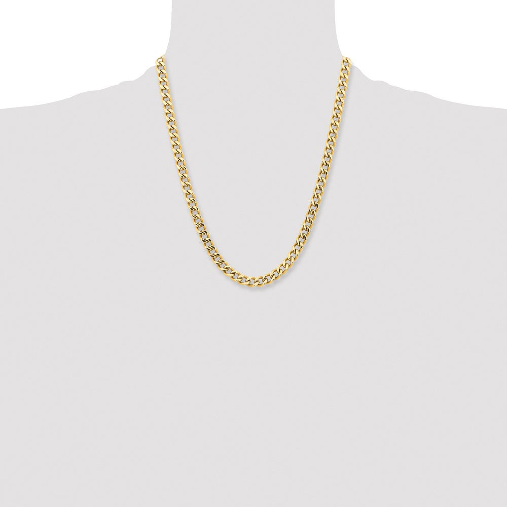 Stainless Steel Chisel Polished Yellow Ip-Plated 7.5mm 22 Inch Curb Chain Necklace