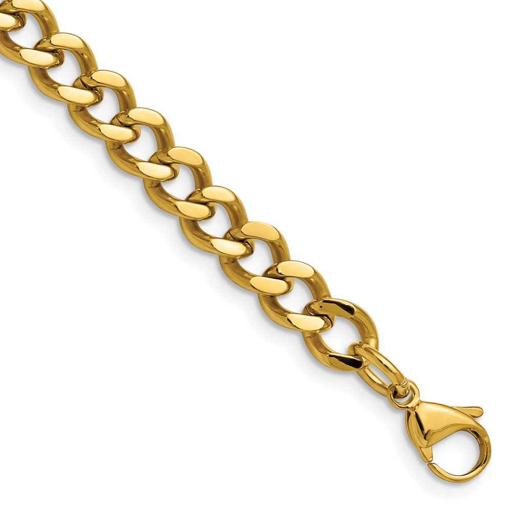 Stainless Steel Chisel Polished Yellow Ip-Plated 7.5mm Curb Chain Bracelet