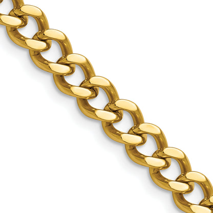 Stainless Steel Chisel Polished Yellow Ip-Plated 7.5mm 24 Inch Curb Chain