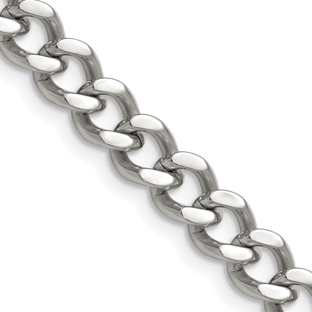 Stainless Steel Chisel Polished 7.5mm 20 Inch Curb Chain Necklace