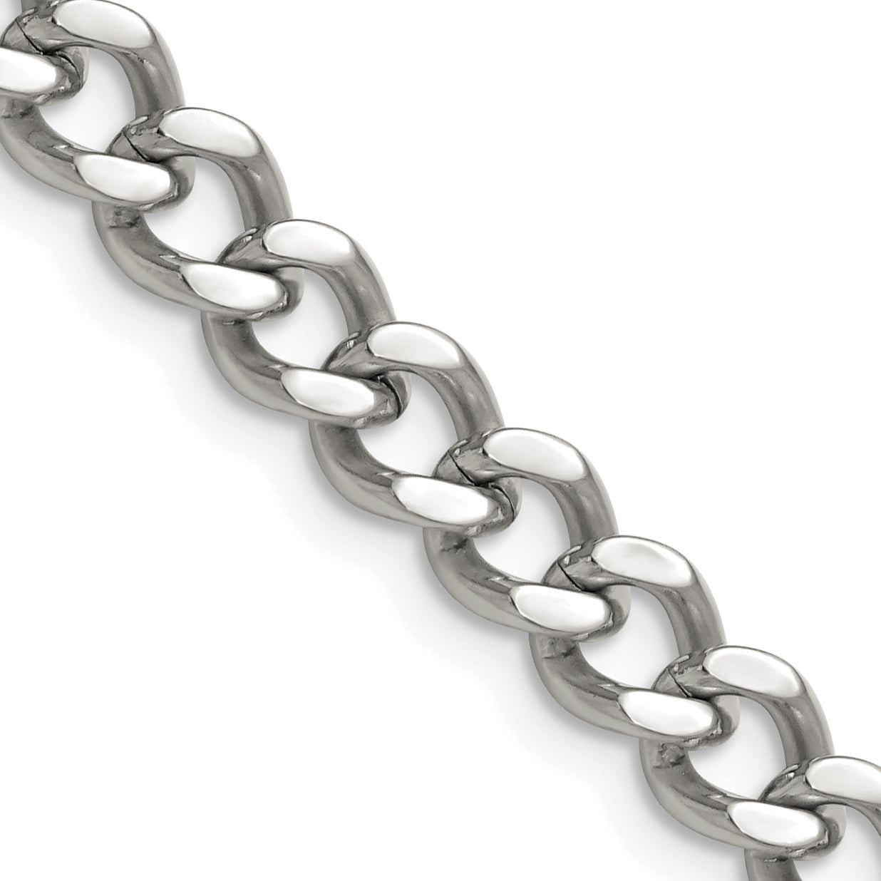 Stainless Steel Chisel Polished 7.5mm 24 Inch Curb Chain