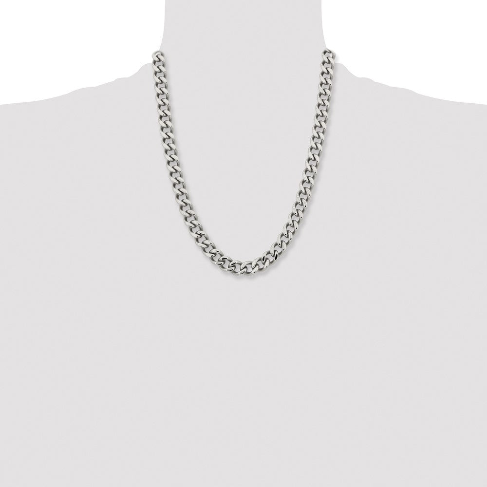 Stainless Steel Chisel Polished 11.5mm Curb Chain Necklace