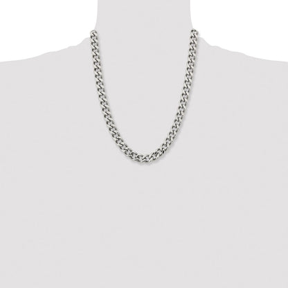 Stainless Steel Chisel Polished 11.5mm Curb Chain Necklace