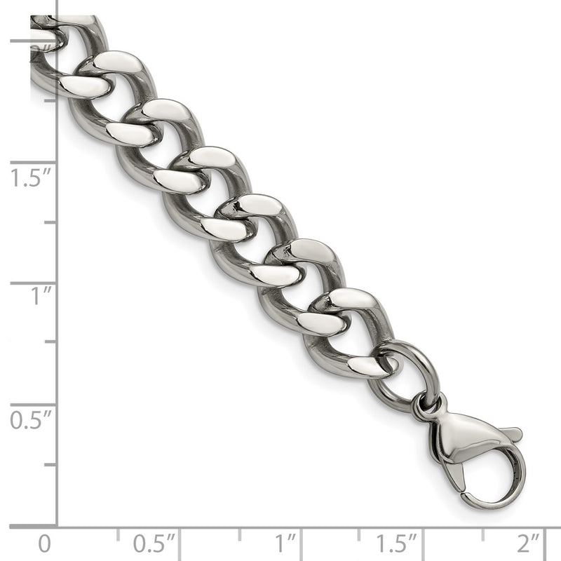 Stainless Steel Chisel Polished 11.5mm Curb Chain Bracelet