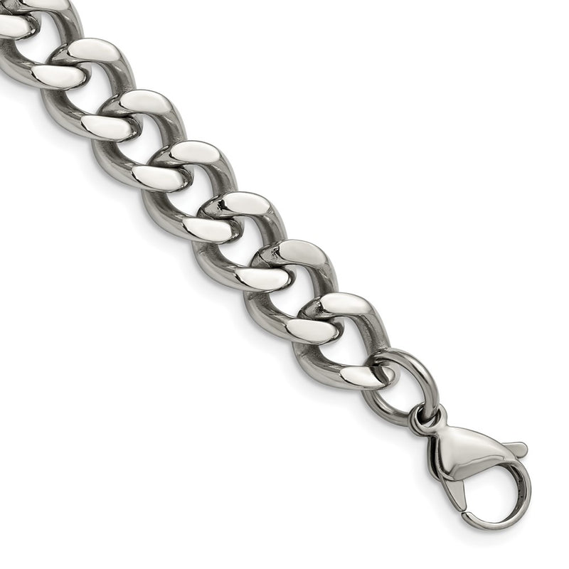 Stainless Steel Chisel Polished 11.5mm Curb Chain Bracelet