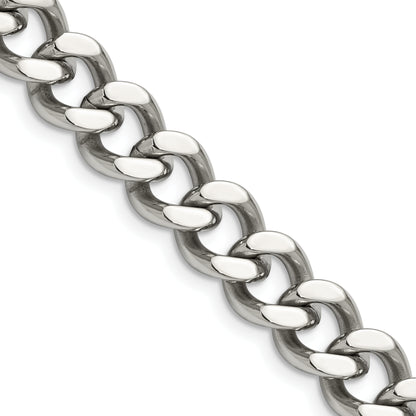Stainless Steel Chisel Polished 11.5mm 24 Inch Curb Chain