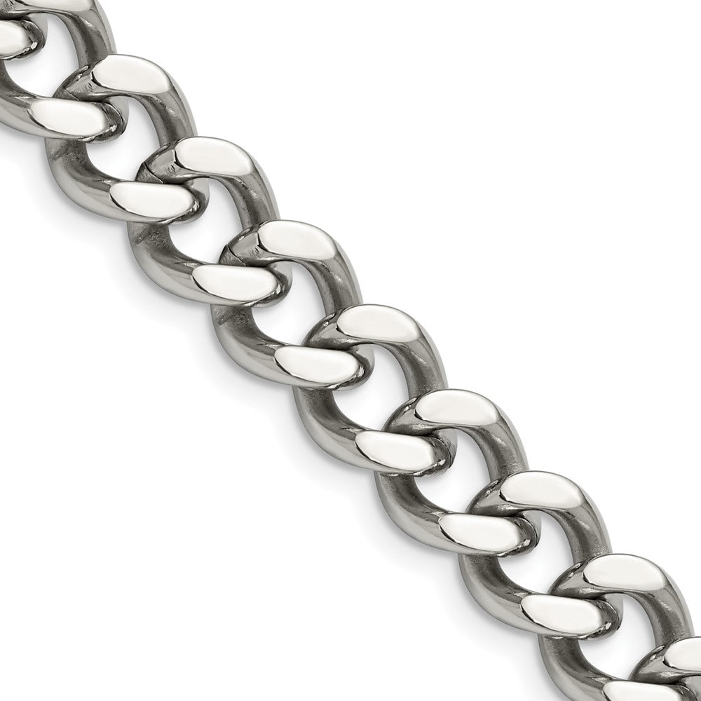 Stainless Steel Chisel Polished 11.5mm Curb Chain Necklace